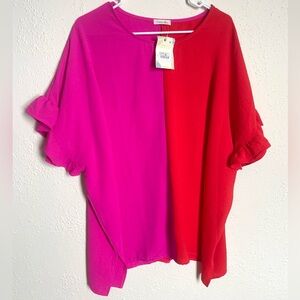 Cotton Bleu Color Block Blouse